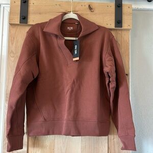 DUER small Rust Terry Collared Pullover